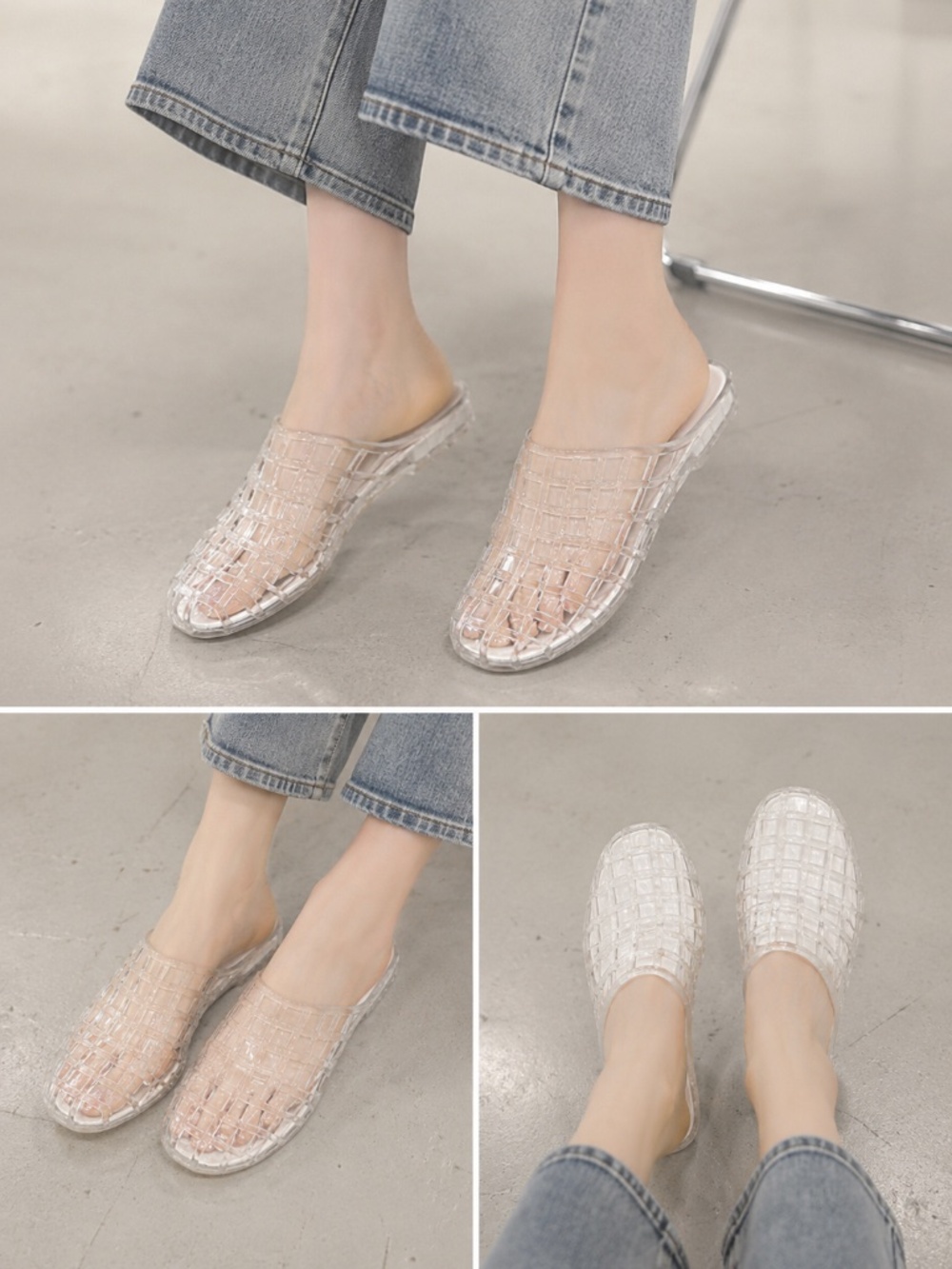 Women's Flat clear jelly Sandals, Casual Summer Slip-On Sandals for Daily  Ds110